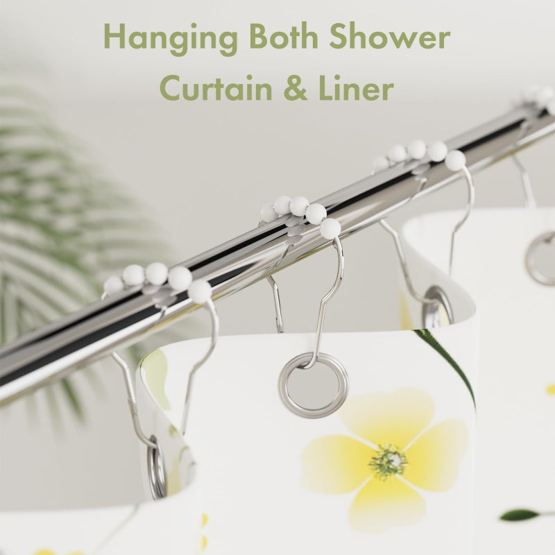 Amazer Shower Curtain Hooks, Decorative Stainless Steel Shower Curtain Hooks for Bathroom Shower Rods Curtains-Set of 12, Acrylic White - Image 2